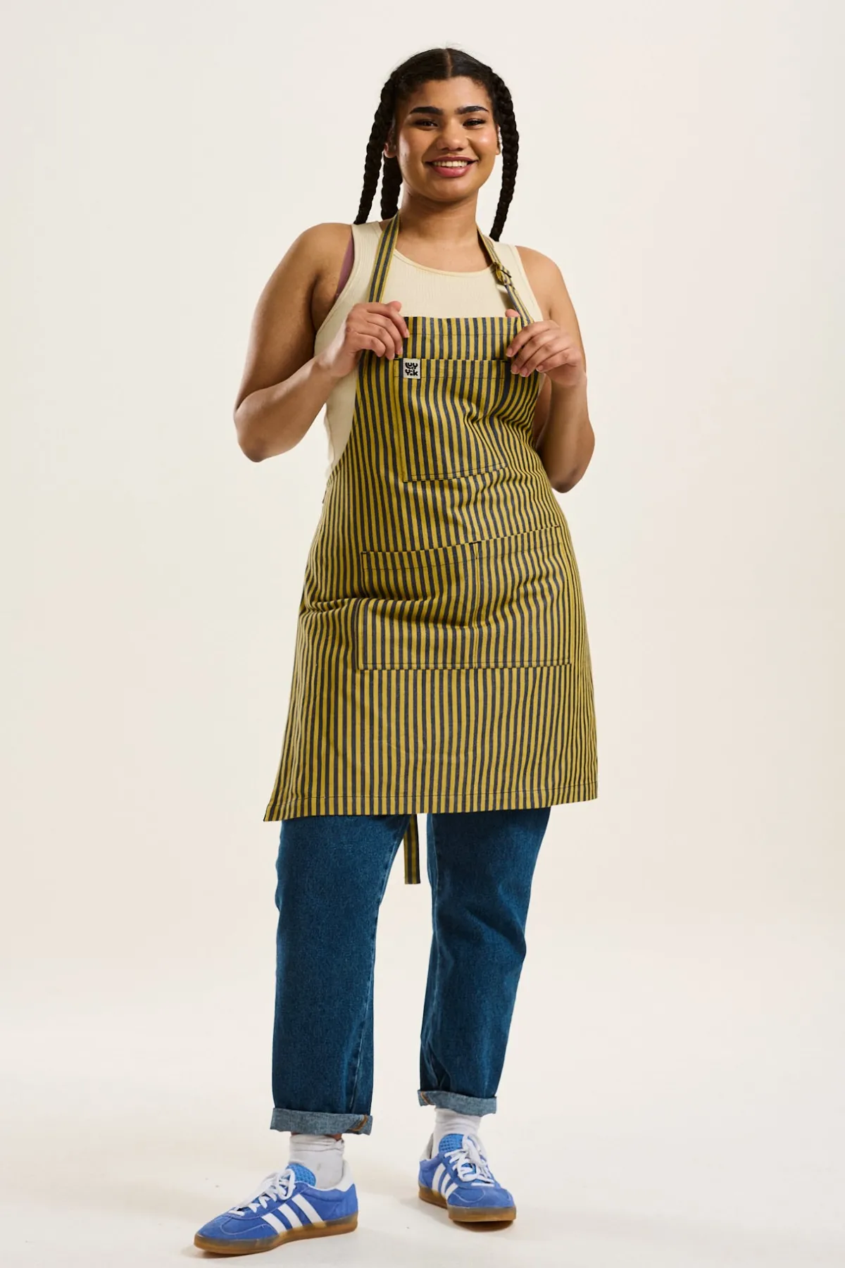 ada__cotton_apron_in_blue__yellow_stripes_2.webp Lucy & Yak Ada - Cotton Apron in Blue & Yellow Stripes