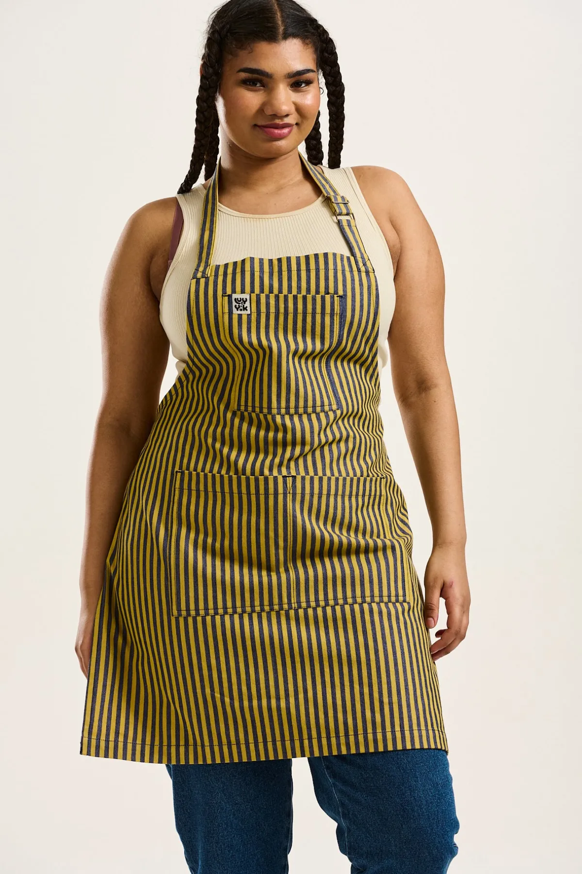 ada__cotton_apron_in_blue__yellow_stripes_4.webp Lucy & Yak Ada - Cotton Apron in Blue & Yellow Stripes