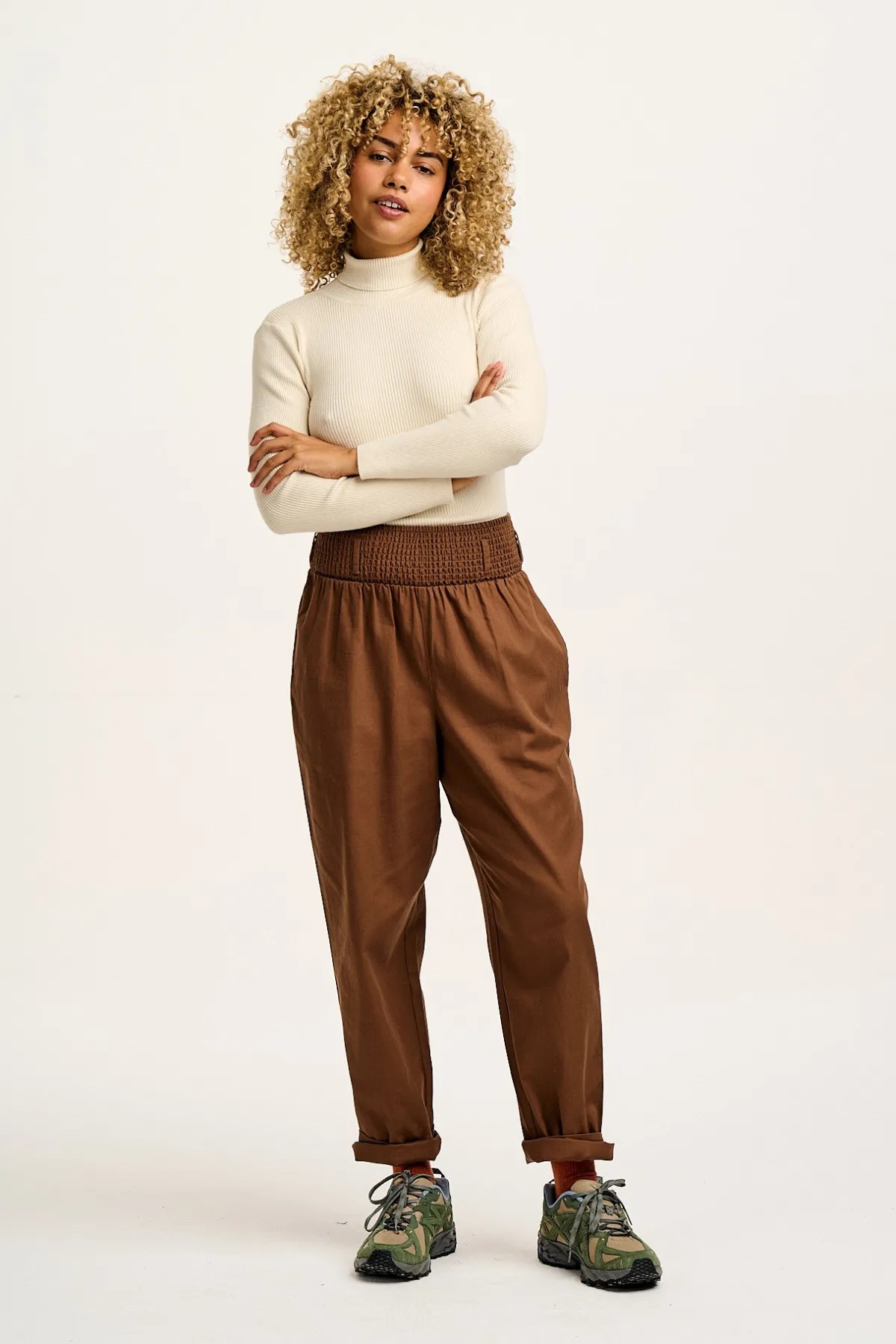 Lucy & Yak Alexa - Cotton Trousers in Cocoa Brown