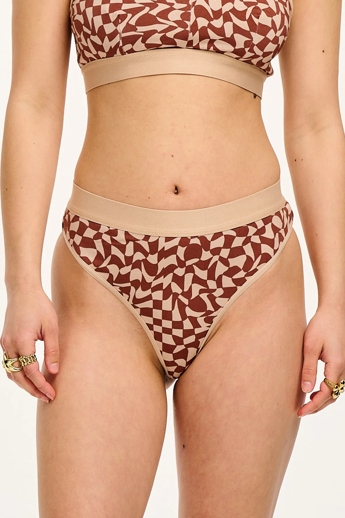 Lucy & Yak Fleur - Cotton & Bamboo Thong in Amara Grid Print