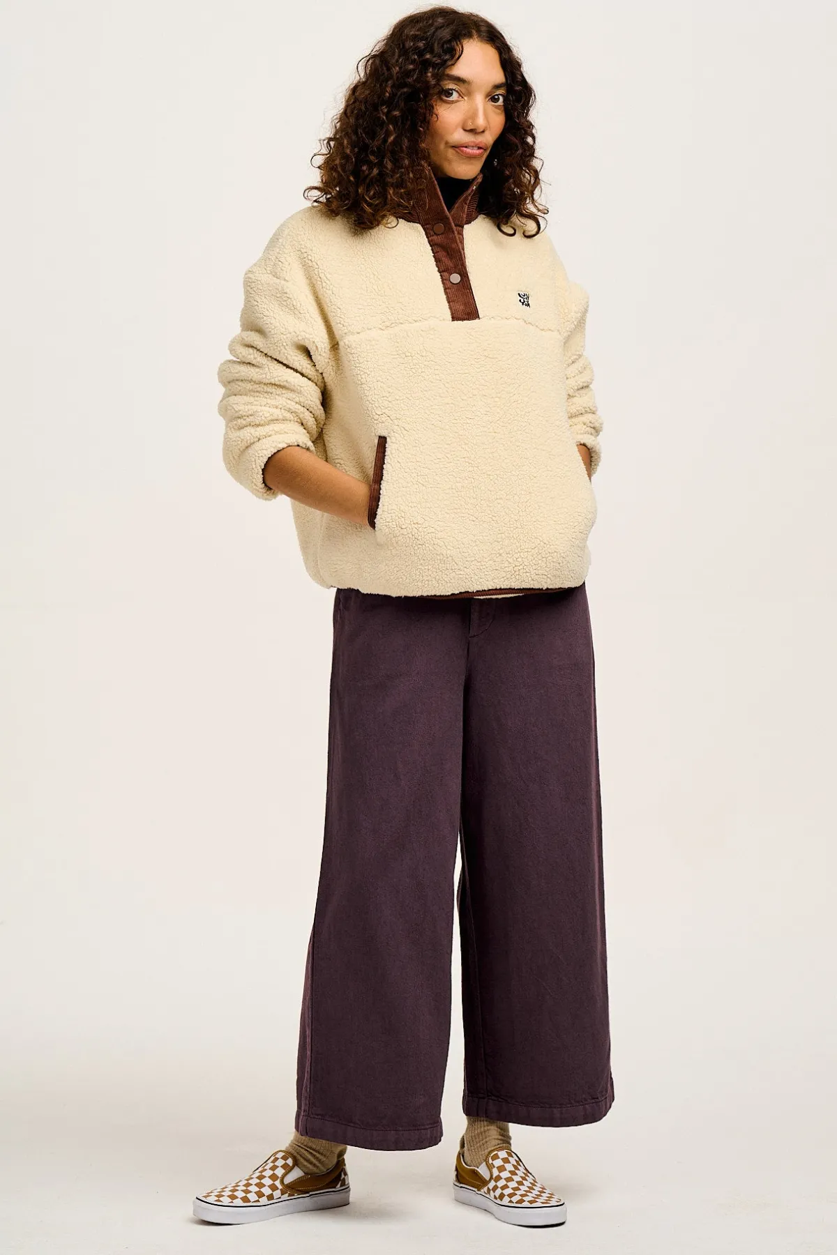 Lucy & Yak Halston - Wide leg Cotton & Hemp Trousers in Plum Perfect Purple