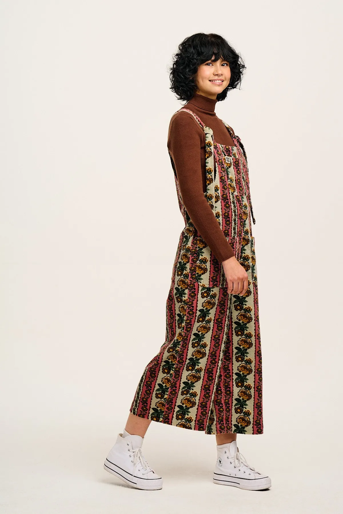 Lucy & Yak Jenny - Wide Leg Corduroy Dungarees in Betsy Floral Print