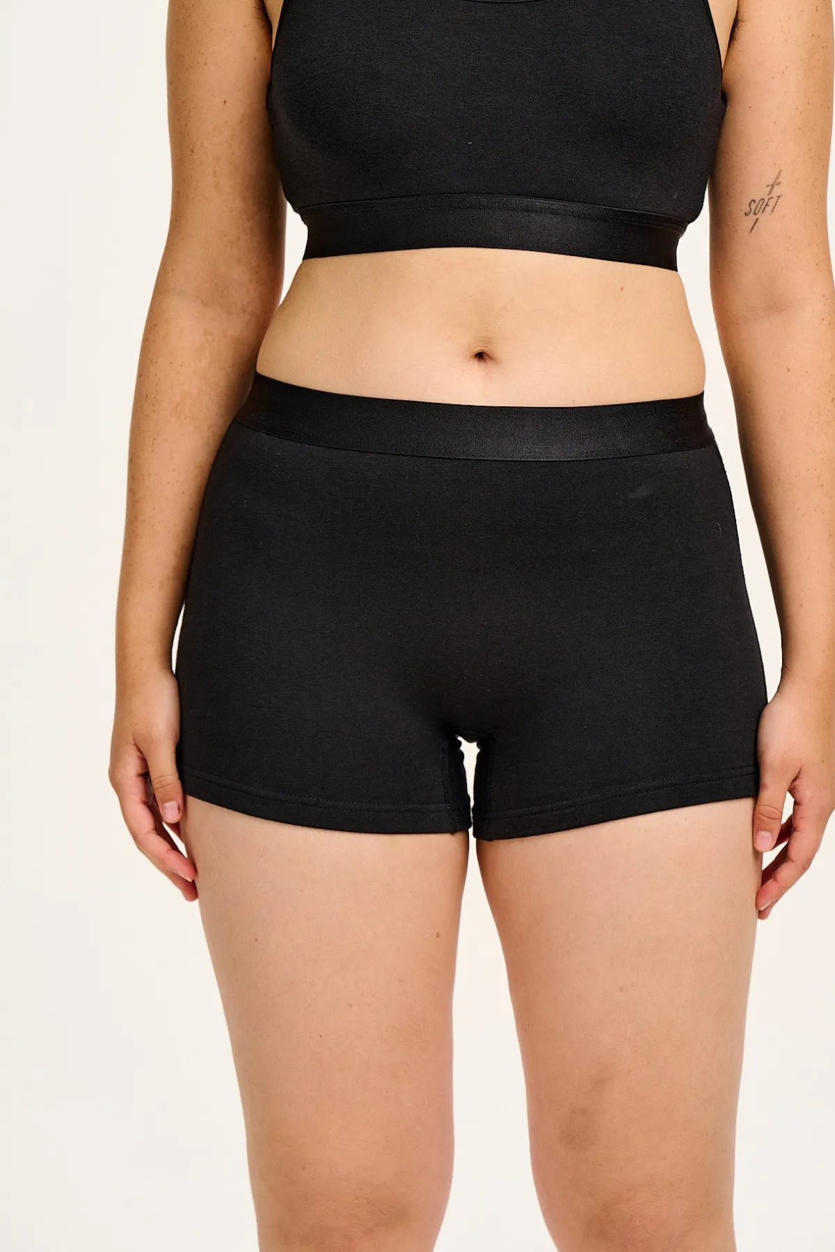 Lucy & Yak Joey - Cotton & Bamboo Boxer Shorts in Black