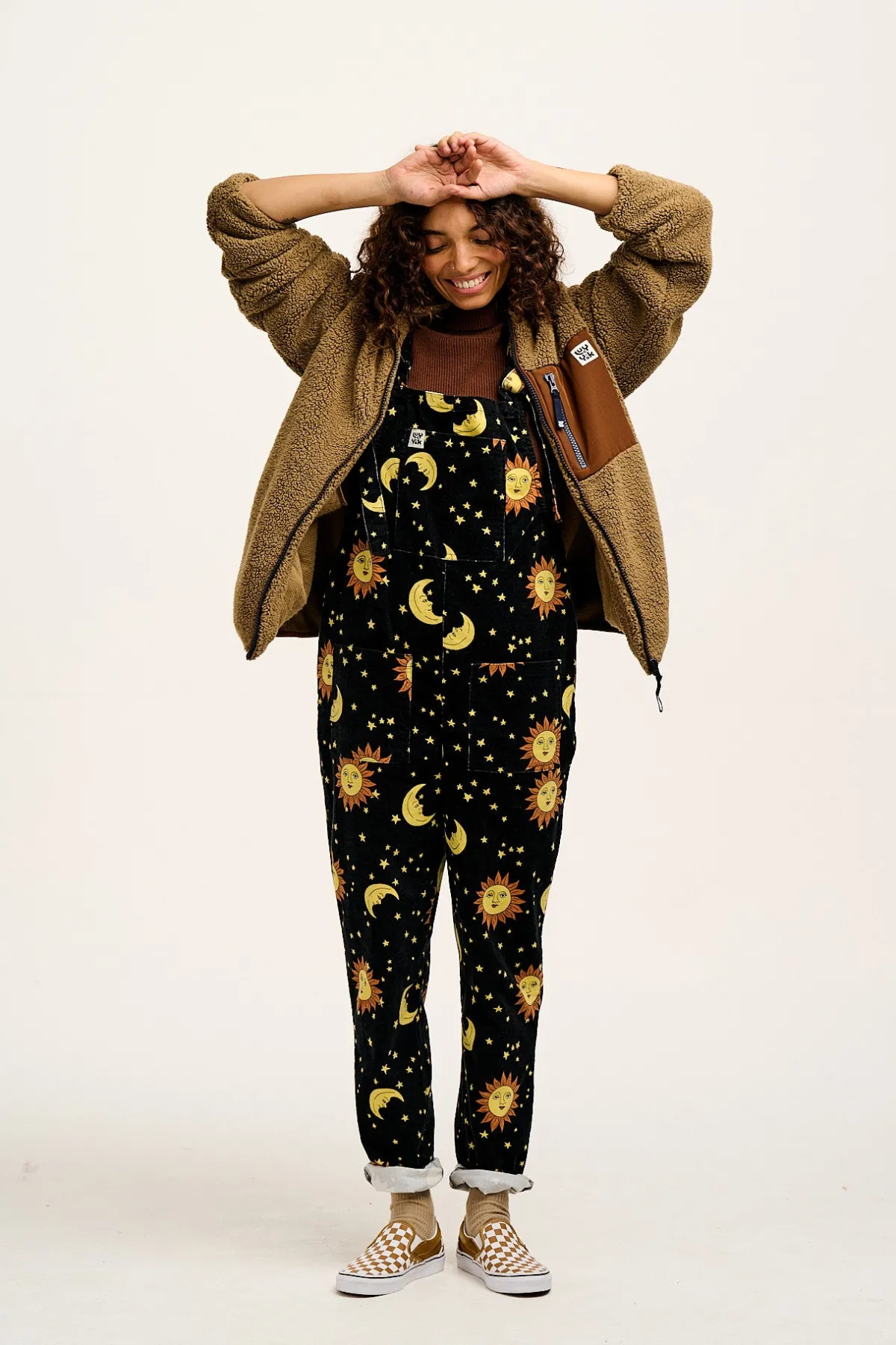 Lucy & Yak Original - Corduroy Dungarees in Black Orion Print