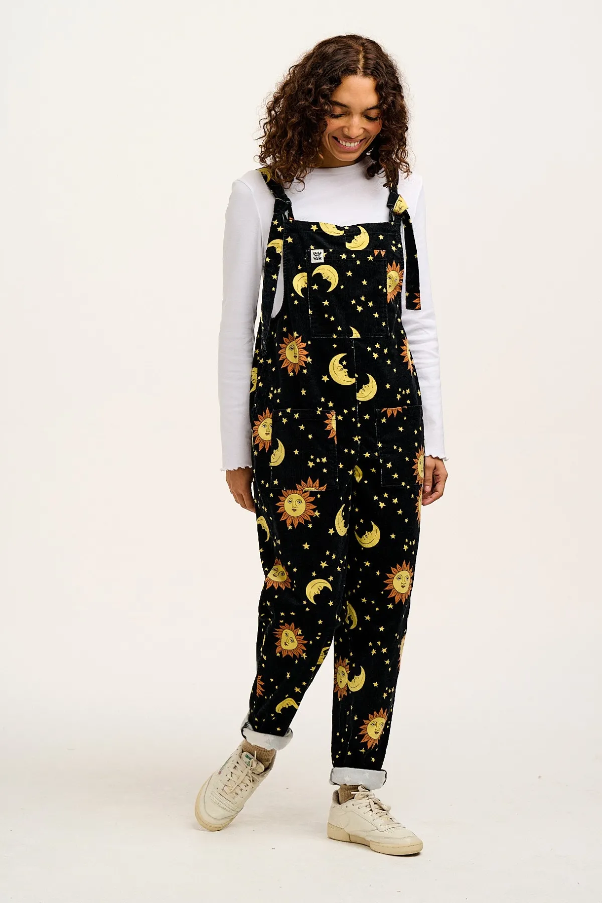 Lucy & Yak Original - Corduroy Dungarees in Black Orion Print