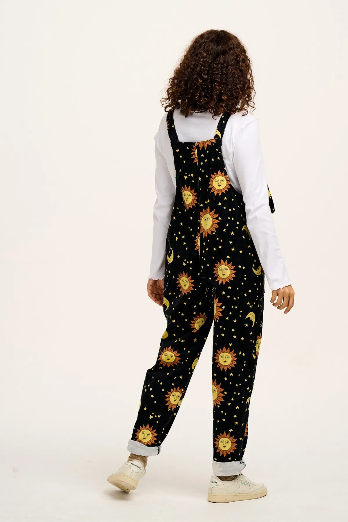 Lucy & Yak Original - Corduroy Dungarees in Black Orion Print