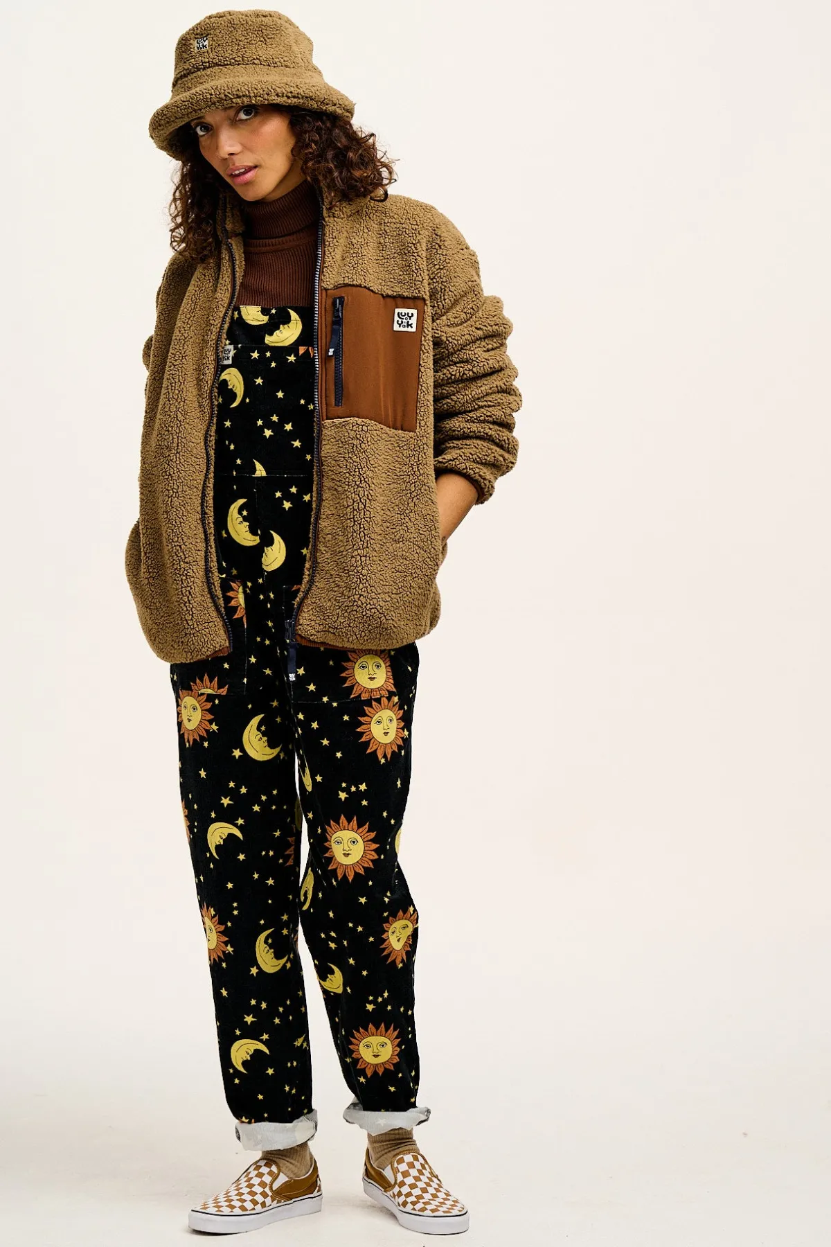 Lucy & Yak Original - Corduroy Dungarees in Black Orion Print