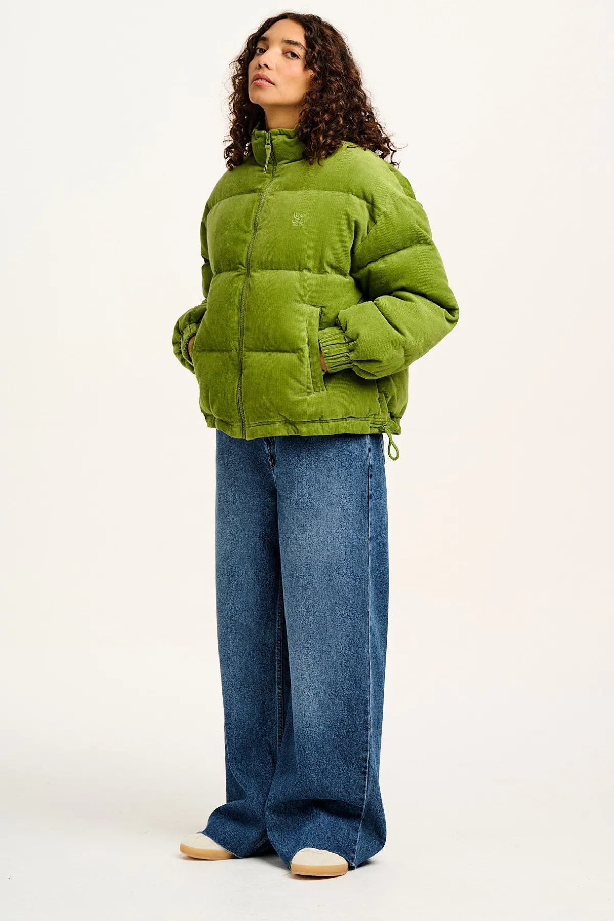 paloma__corduroy_puffer_jacket_in_leaf_green_2.webp Lucy & Yak Paloma - Corduroy Puffer Jacket in Leaf Green