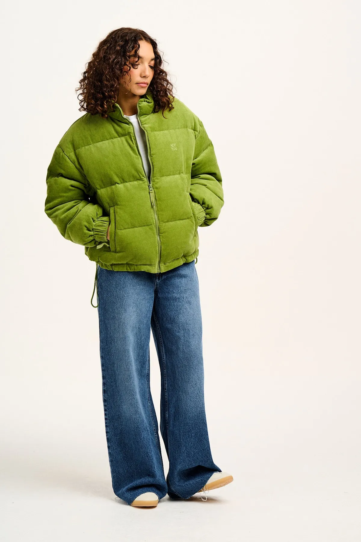 paloma__corduroy_puffer_jacket_in_leaf_green_4.webp Lucy & Yak Paloma - Corduroy Puffer Jacket in Leaf Green