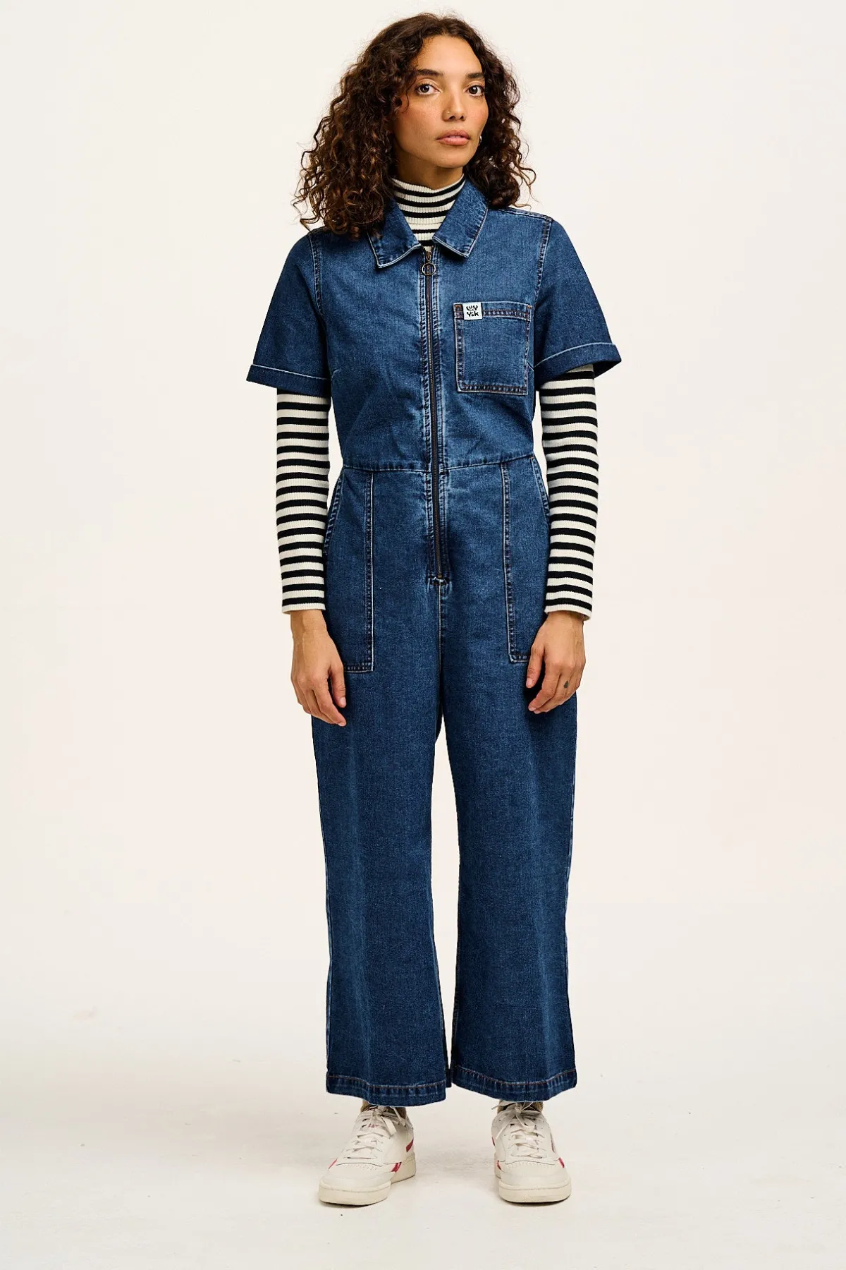 Lucy & Yak Ragan - Denim Jumpsuit in Mid Wash Blue