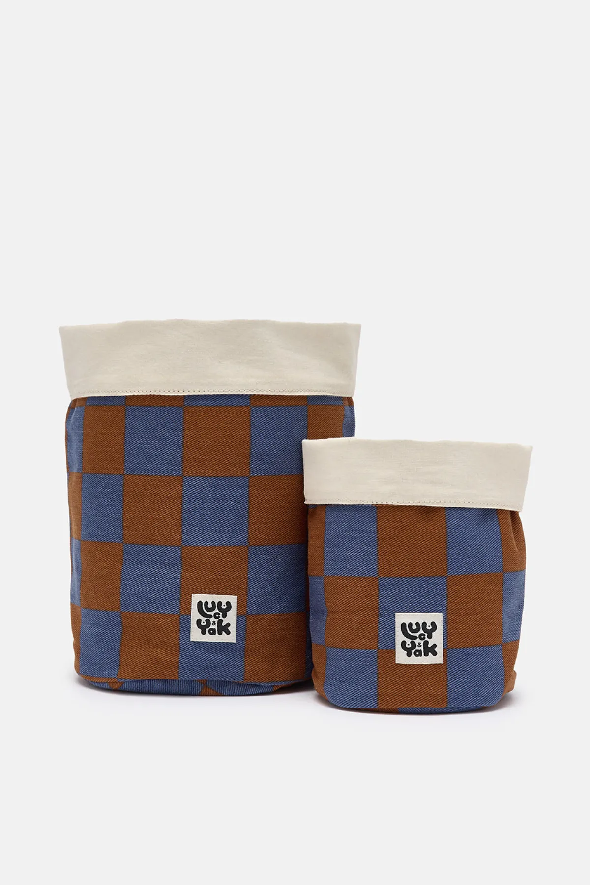 Lucy & Yak Runa - Plant Pot Covers in Chester Check Print (2 Pack)